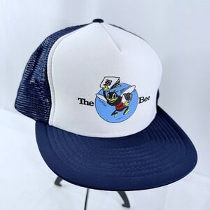 The Bee Sacramento Newspaper Speedway Trucker Hat Navy Blue White Snapback Cap